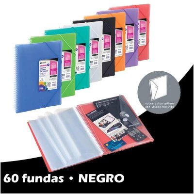 CARPETA FUNDAS ESPIRAL STAR PERSO  60F NEGRO