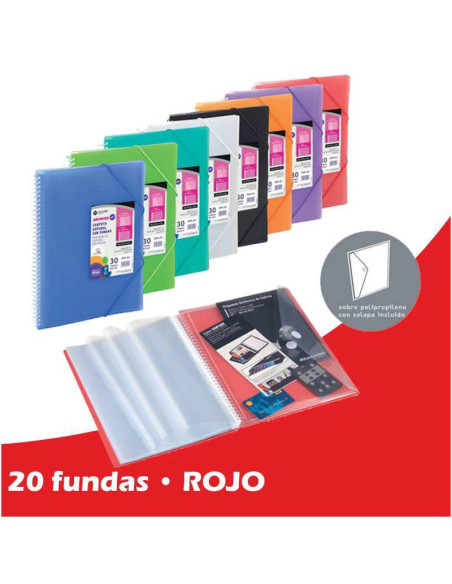CARPETA FUNDAS ESPIRAL STAR PERSO  20F ROJO