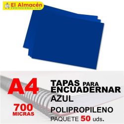 TAPA ENCUADERNAR PP A4 700MIC AZUL PAQUETE 50 UDS