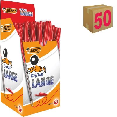 BOLÍGRAFO BIC CRISTAL LARGE ROJO CAJA 50 UDS