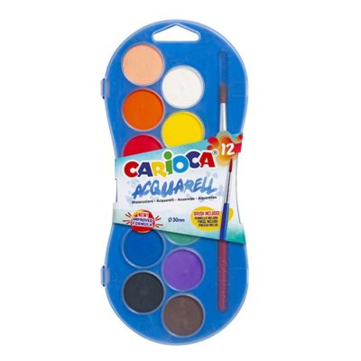 ACUARELA ESCOLAR CARIOCA BANDEJA 12 COLORES