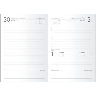 AGENDA ANUAL DOHE SINTEX 2026 A5 DIA PÁGINA AZUL
