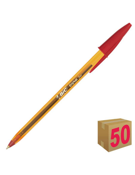 BOLÍGRAFO BIC CRISTAL FINO ROJO CAJA 50 UDS
