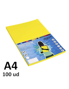 PAPEL FABRISA 80G A4 100H AMARILLO FUERTE