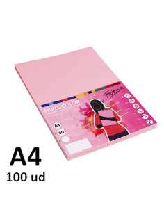 PAPEL FABRISA 80G A4 100H ROSA CLARO