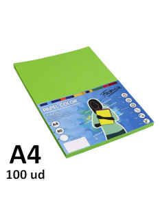 PAPEL FABRISA 80G A4 100H VERDE FUERTE