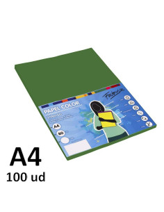 PAPEL FABRISA 80G A4 100H VERDE OSCURO