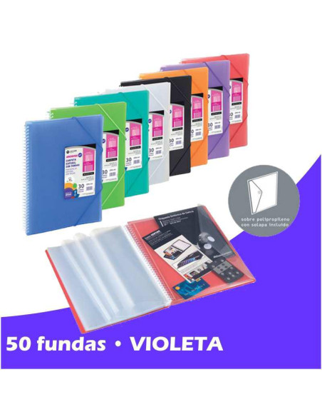 CARPETA FUNDAS ESPIRAL STAR PERSO  50F VIOLETA