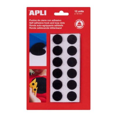 VELCRO ADHESIVO NEGRO APLI PUNTOS 19mm 12UN