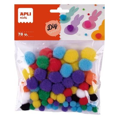 POM POM BOLSA 78 UDS TAMAÑOS Y COLORES SURTIDOS