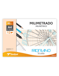PAPEL MILIMETRADO FABRIANO A4 80G SOBRE 12 HOJAS