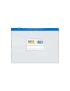 BOLSA ZIPPER DOHE A5 TRANSPARENTE Y AZUL