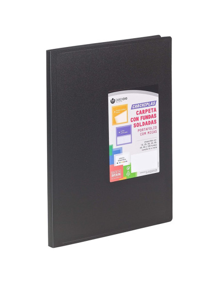 CARPETA FUNDAS CARCHIPLAS-BOOK A4 PP 100F NEGRO