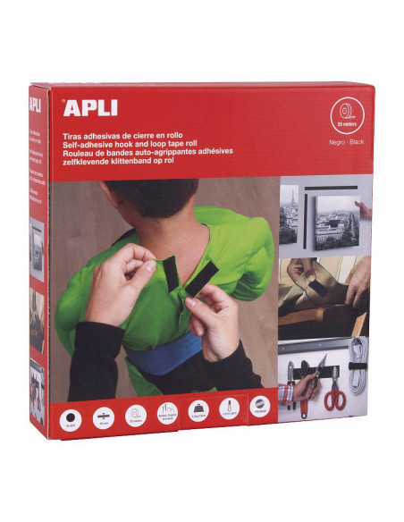 VELCRO ADHESIVO NEGRO APLI ROLLO 2 CM X 25 M
