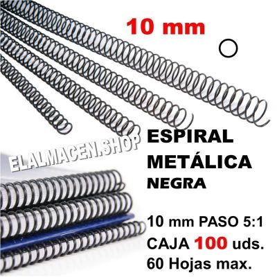 ESPIRAL METÁLICA NEGRA 10MM CAJA 100 UDS