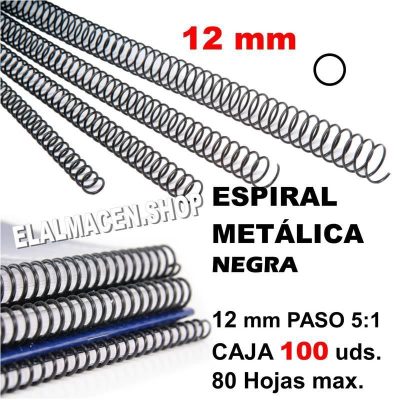 ESPIRAL METÁLICA NEGRA 12MM CAJA 100 UDS