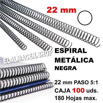 ESPIRAL METÁLICA NEGRA 22MM CAJA 100 UDS