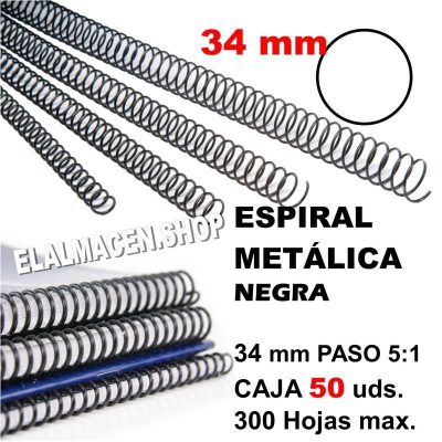 ESPIRAL METÁLICA NEGRA 34MM CAJA 50 UDS