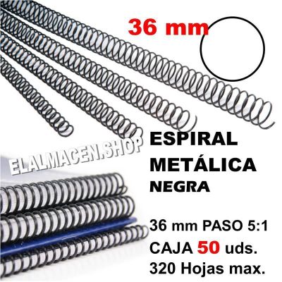 ESPIRAL METÁLICA NEGRA 36MM CAJA 50 UDS