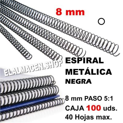 ESPIRAL METÁLICA NEGRA 8MM CAJA 100 UDS