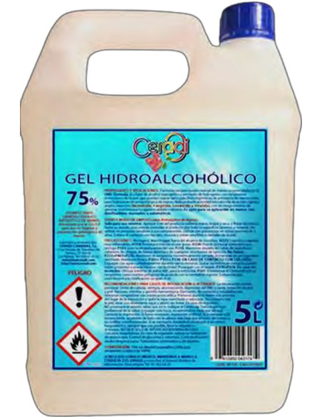 GEL HIDROALCOHOLICO 75  PARA MANOS CERADI 5L