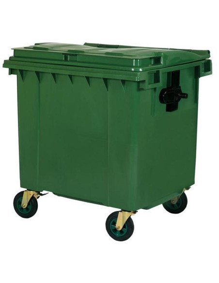 CONTENEDOR DE BASURA VERDE CON RUEDAS 800L