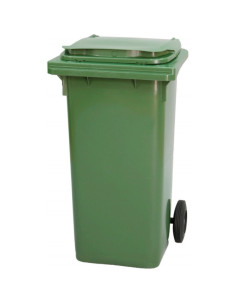 CONTENEDOR DE BASURA VERDE CON RUEDAS 120L