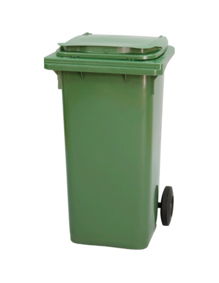 CONTENEDOR DE BASURA VERDE CON RUEDAS 120L