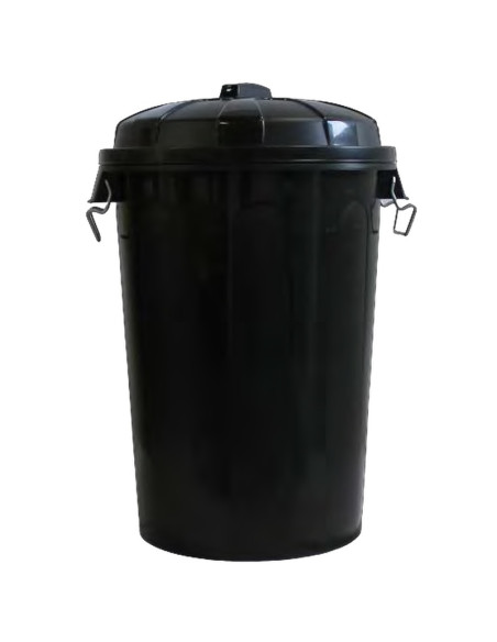 CUBO DE BASURA NEGRO CON TAPA 100L