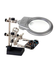 LUPA CON LUZ  SOPORTE SOLDADOR Y PINZA PARA PLACA