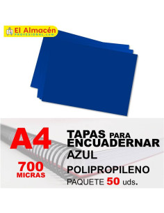 TAPA ENCUADERNAR PP A4 700MIC AZUL PAQUETE 50 UDS