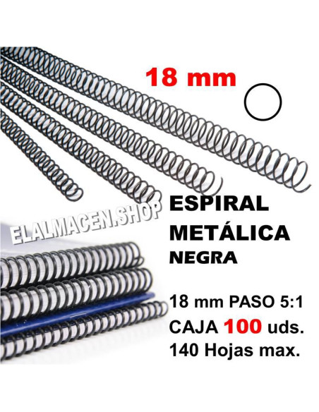 ESPIRAL METÁLICA NEGRA 18MM CAJA 100 UDS