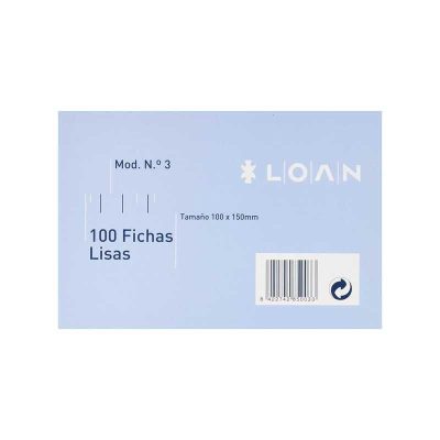 FICHAS LOAN LISAS No3 100X150MM 100UD