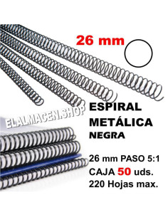 ESPIRAL METÁLICA NEGRA 26MM CAJA 50 UDS