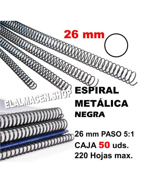 ESPIRAL METÁLICA NEGRA 26MM CAJA 50 UDS