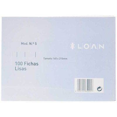 FICHAS LOAN LISAS No5 160X215MM 100UD