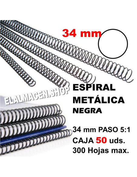 ESPIRAL METÁLICA NEGRA 34MM CAJA 50 UDS