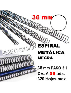 ESPIRAL METÁLICA NEGRA 36MM CAJA 50 UDS