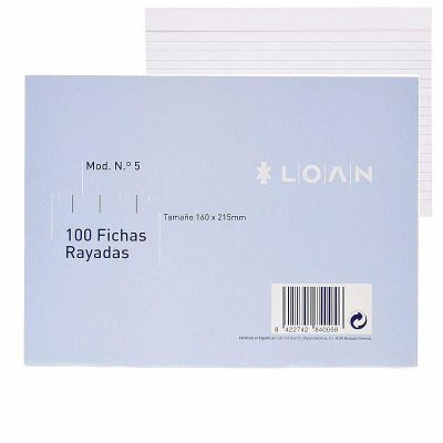 FICHAS LOAN RAYADAS No5 160X215MM 100UD
