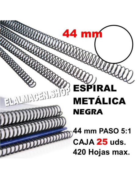 ESPIRAL METÁLICA NEGRA 44MM CAJA 25 UDS