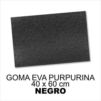 GOMA EVA CON PURPURINA 40X60CM 2MM NEGRO