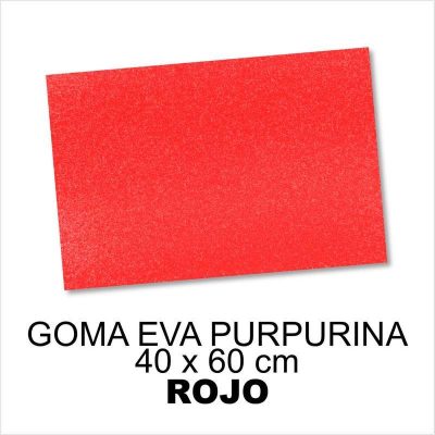 GOMA EVA CON PURPURINA 40X60CM 2MM ROJO