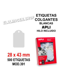 ETIQUETA COLGANTE APLI 28X43MM CAJA 500UD REF 391