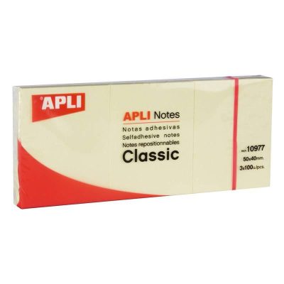 NOTAS ADHESIVAS APLI 40X50MM X3 100H AMARILLO