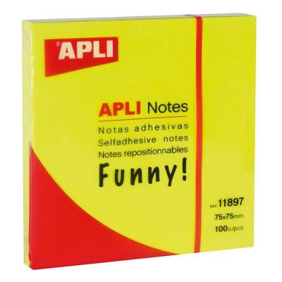 NOTAS ADHESIVAS APLI 75X75MM 100H AMARILLO INTENSO