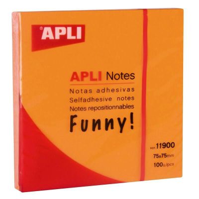 NOTAS ADHESIVAS APLI 75X75MM 100H NARANJA INTENSO