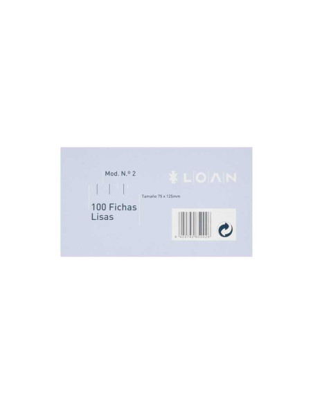 FICHAS LOAN LISAS Nº2 75X125MM 100UD