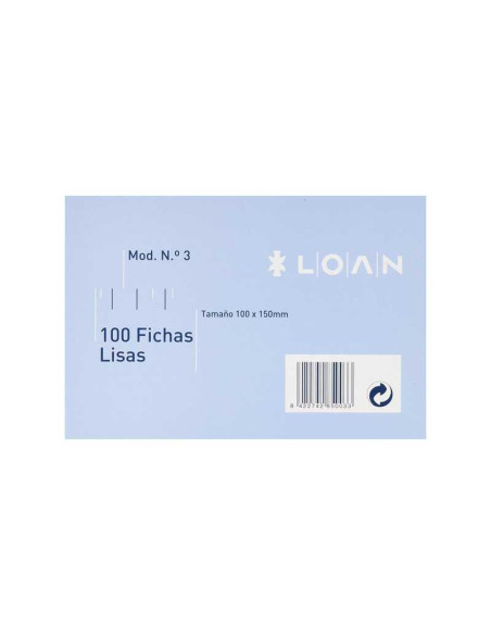 FICHAS LOAN LISAS Nº3 100X150MM 100UD