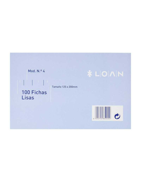 FICHAS LOAN LISAS Nº4 125X200MM 100UD