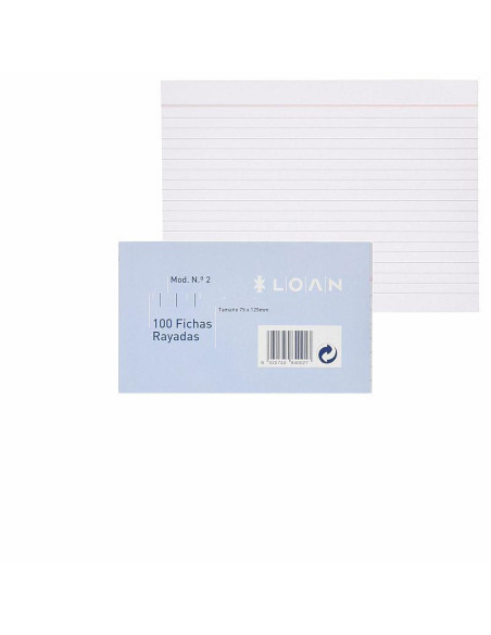FICHAS LOAN RAYADAS Nº2 75X125MM 100UD